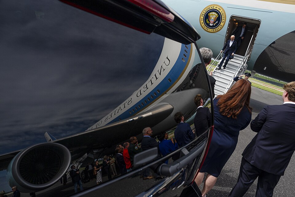 Trump's Air Force One Stumble Sparks Viral Comparisons to Biden